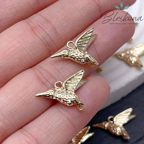 19,5*13мм Цвет золото, Подвеска колибри 