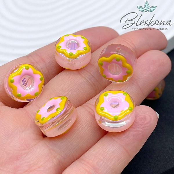 8*15 мм Бусина пончик прозрачный с желтым