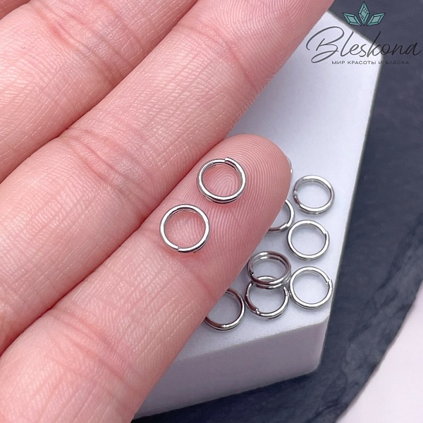 6*1,5 мм Цвет серебро, Колечки двойные уп. 1 гр. Люкс