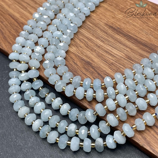 Аквамарин алмазная огранка рондели 8*5 мм