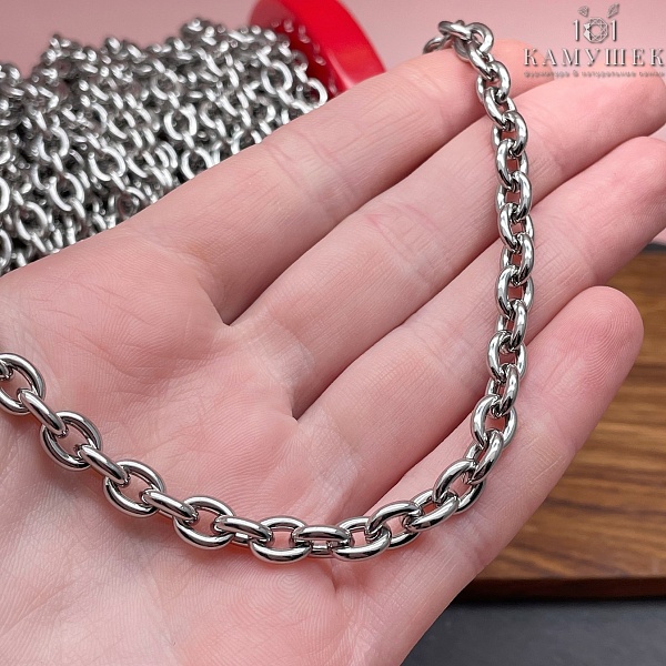 Цепь №154 цвет серебро 8*6 мм