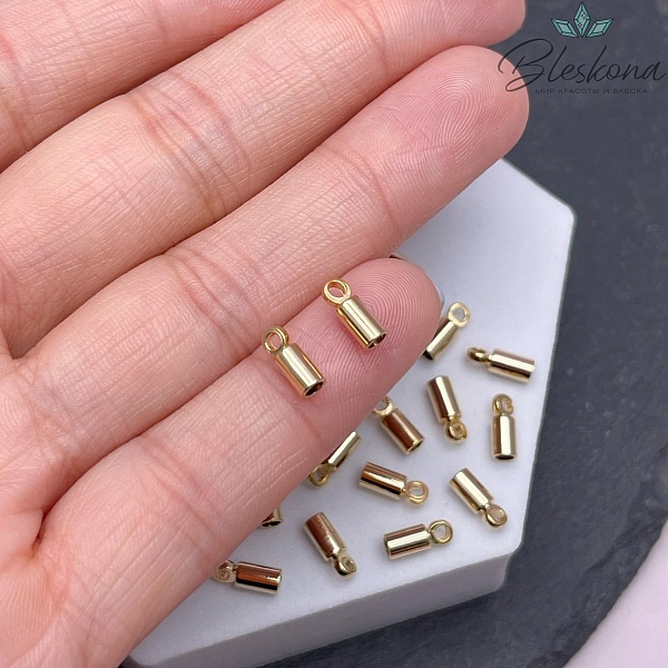 8*3 мм Цвет золото, Концевик для шнура гладкий 