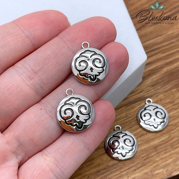 18*15 мм Цвет серебро, Подвеска круг Этно 