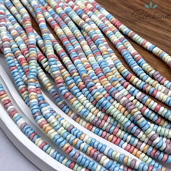 Радужный Агат диски волна микс 2*4 мм (имитация)