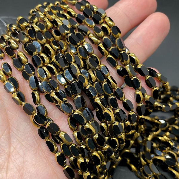 4,3*6,5 мм Стекло Lux, рис огранка, цвет черный  в обрамлении