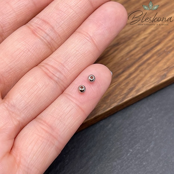 3 мм Цвет серебро, Бусина гладкая уп. 10 шт. 