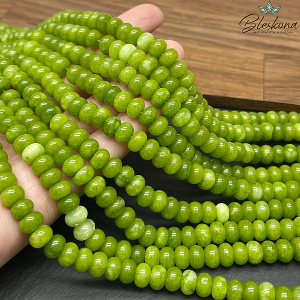 Кварц ярко-зеленый тонированный рондель 8*5 мм