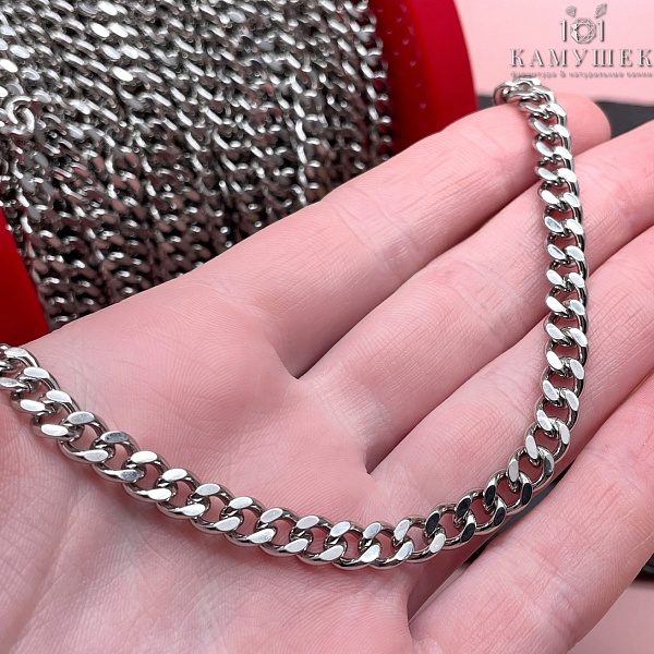 Цепь №90 цвет серебро 6*7,3 мм