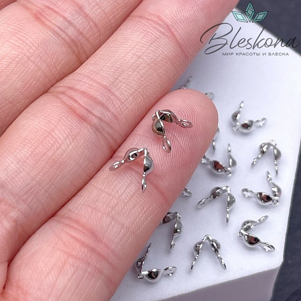 7*3,5 мм Цвет серебро, Каллоты двойное кольцо Люкс уп. 20 шт.