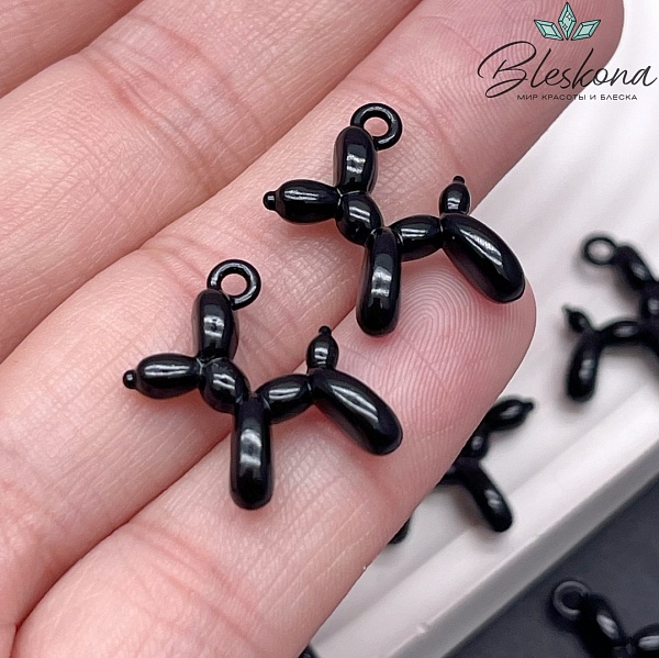 14*18 мм, Подвеска пудель черная эмаль