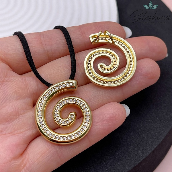 27*25 мм Цвет золото, Подвеска Спираль цирконы 