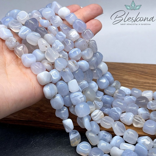 Агат голубой (Сапфирин) галтовка (9-11)*(8-10) мм