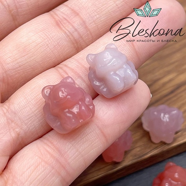 14 мм  Резная Бусина Девятихвостая Лиса Агат