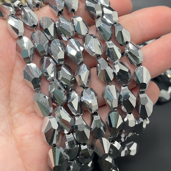 7*11,5 мм Стекло Lux, ракушка, цвет серебро