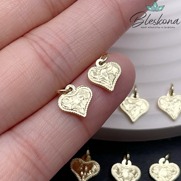 8,5*8,4 мм Цвет золото, Подвеска сердце фактурное