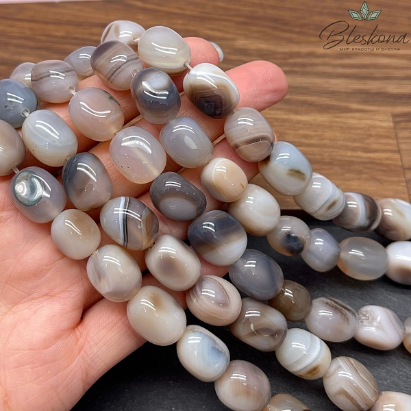 Агат серый №1 бочата (14-16)*11 мм