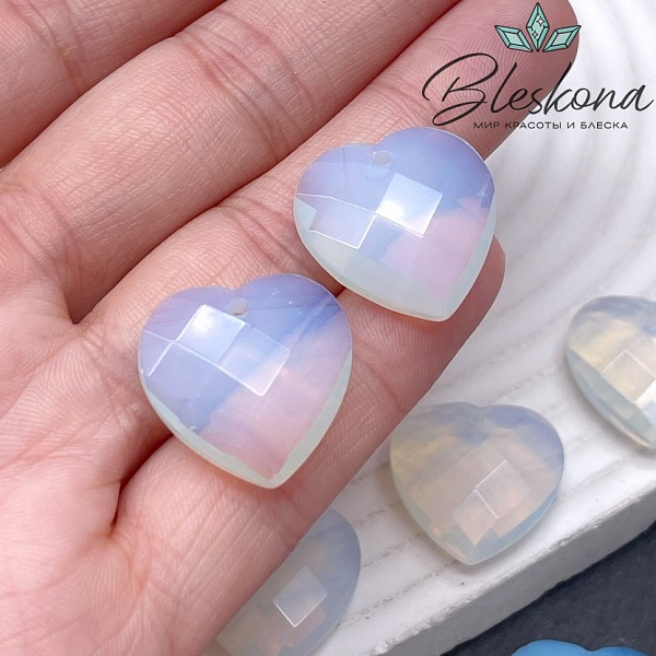 20 мм,Подвеска Сердце Лунный камень имитация алмазная огранка