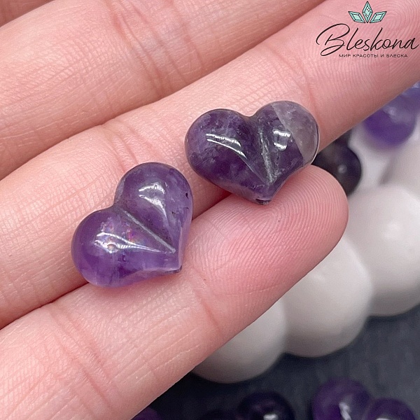 Бусина Сердце Аметист 11*15 мм штучно