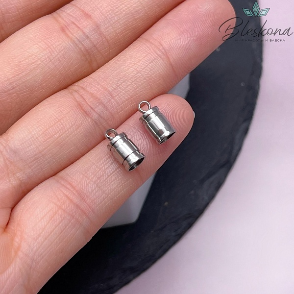 10*5 мм Цвет серебро, Зажим-Концевик для шнура сет 2 шт  