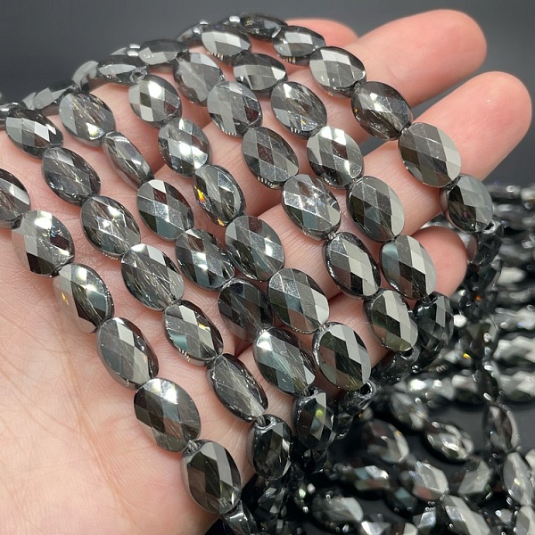 8*11 мм Стекло Lux, овал огранка, цвет темно- серый