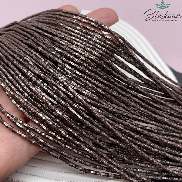 2*1 мм Гематин, цвет коричневый №1 (шоколадный), диск шестигранник имитация