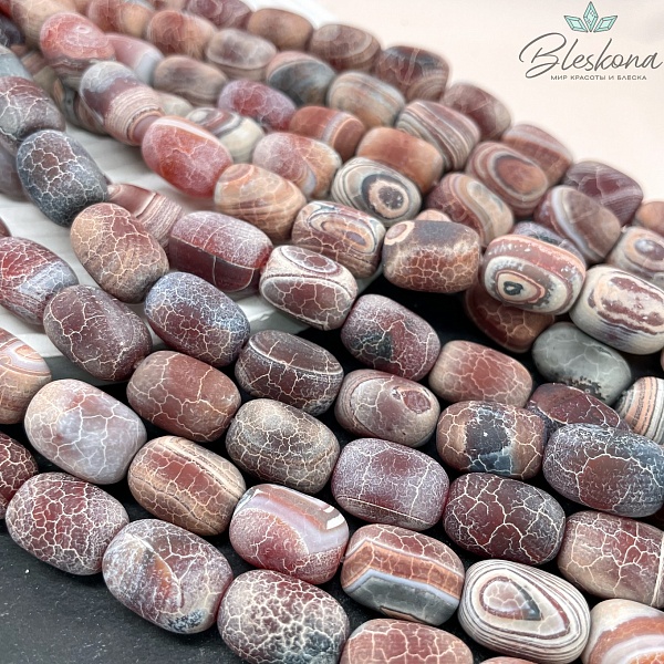 Агат Кракле светло-коричневый бочата 18*13 мм