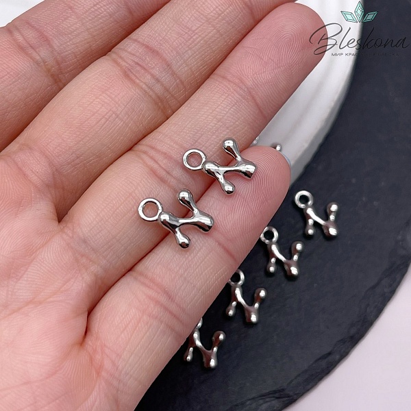 13 мм Цвет серебро, Буква гладкая N