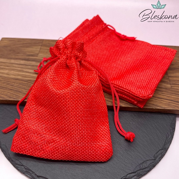 Мешочки льняные Красный 12*9см 5шт