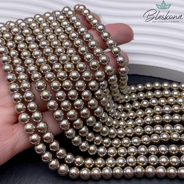 Жемчуг Майорка цвет желтый хамелеон 6 мм