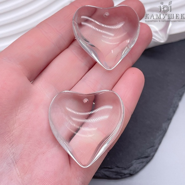 33*34,5 мм, Подвеска сердце стекло белое