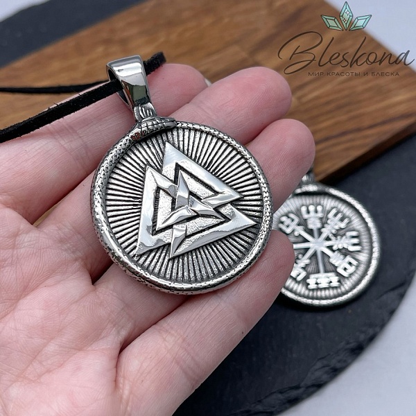 55*38,5 мм Цвет серебро, Подвеска-амулет Викингов сталь