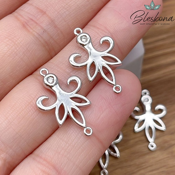 21,6*13 мм Цвет серебро, Коннектор Этно с цирконом №12