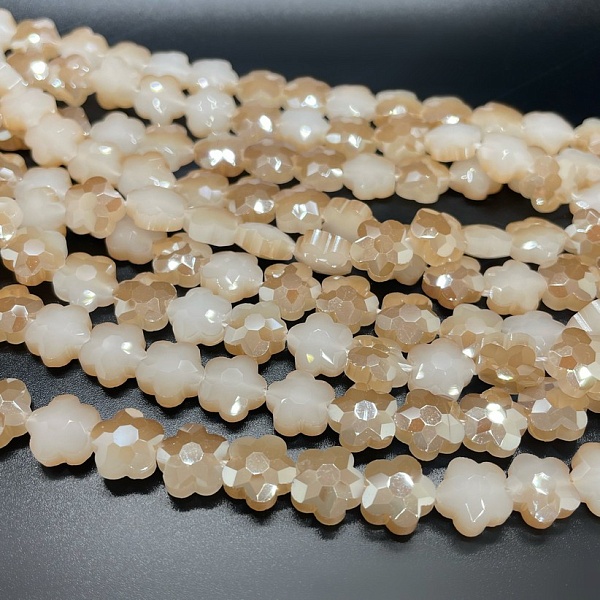 10 мм Стекло Lux, цветок, цвет бежевый 