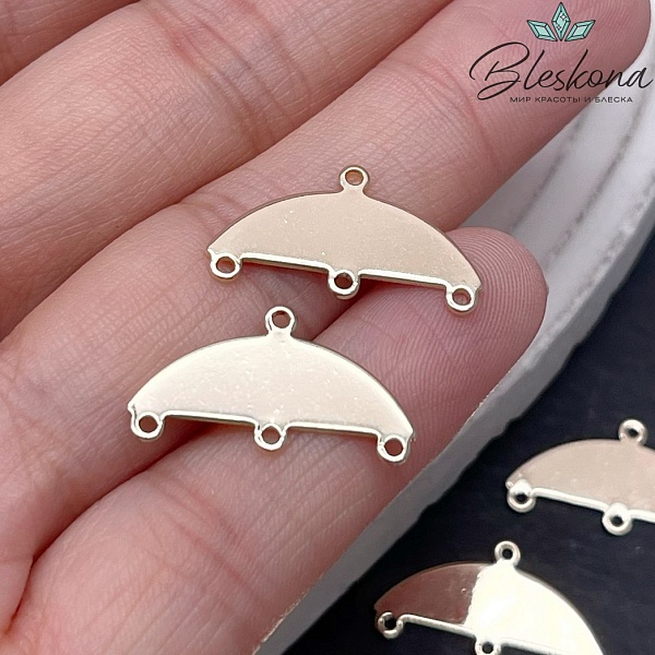 11,6*21 мм Цвет золото, Коннектор полукруг на три ряда