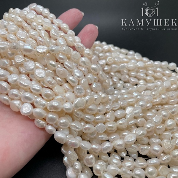 Жемчуг барочный рис белый 6,5-7 мм 