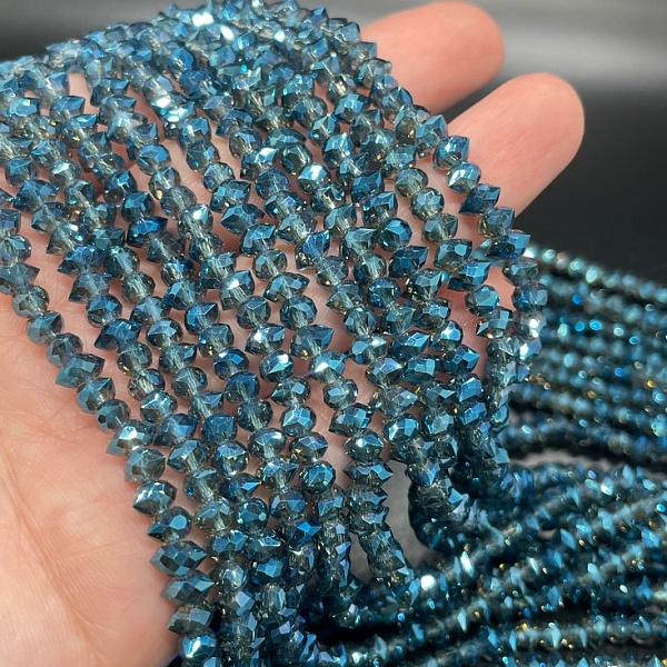 4,5*6 мм Стекло Lux, рондель острые углы, цвет синий