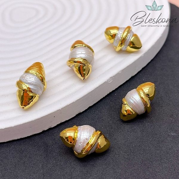 22*13 мм Цвет золото, Бусина  Жемчуг завиток