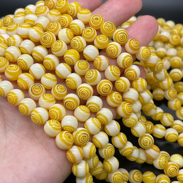 Муранское стекло желтое спираль 8мм