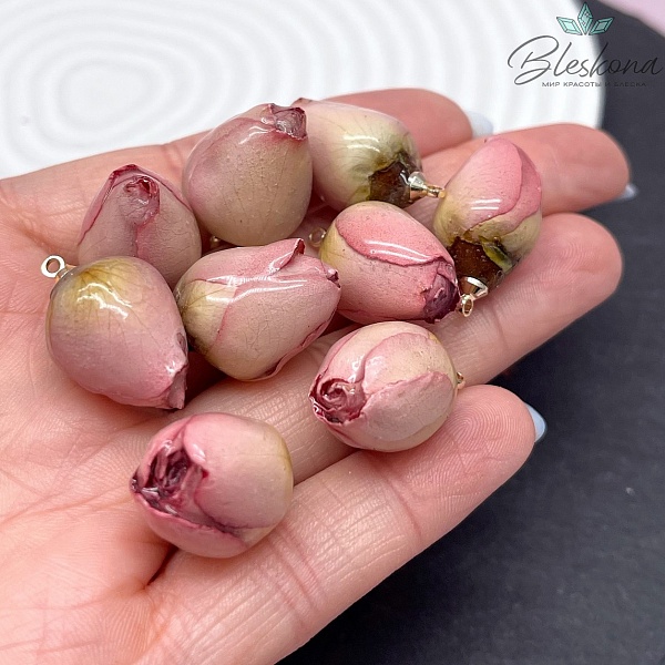 20-23 мм, Цвет золото, Подвеска роза в эпоксидной смоле №11