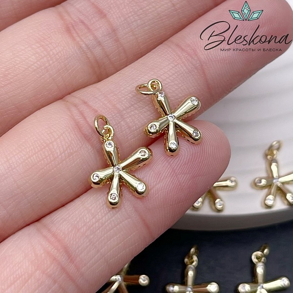 13*11 мм Цвет золото, Подвеска Цветок с цирконами 