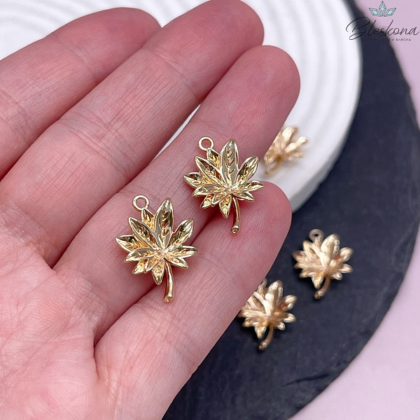 18,5*14 мм, Цвет золото, Подвеска Лист