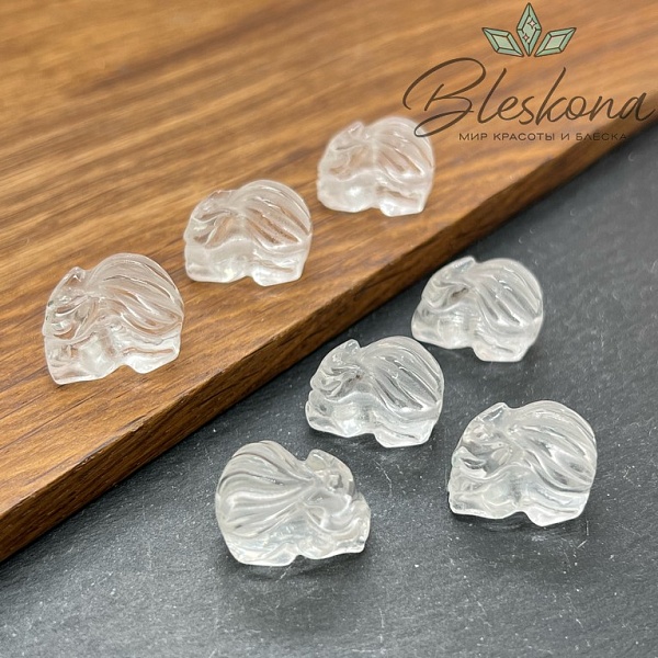 12*17 мм Резная Бусина Девятихвостая Лиса №1 Горный Хрусталь