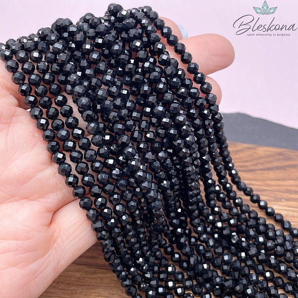 Агат черный алмазная огранка 4,5 мм 