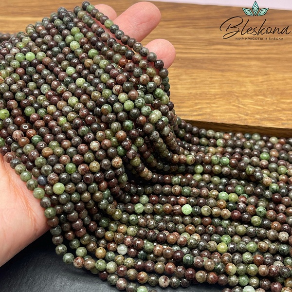 Кварцит коричнево-зеленый (облагороженный) 4 мм