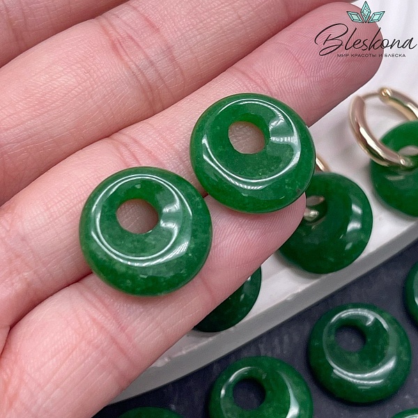 Бублик смещенный центр Кварц зеленый 18мм