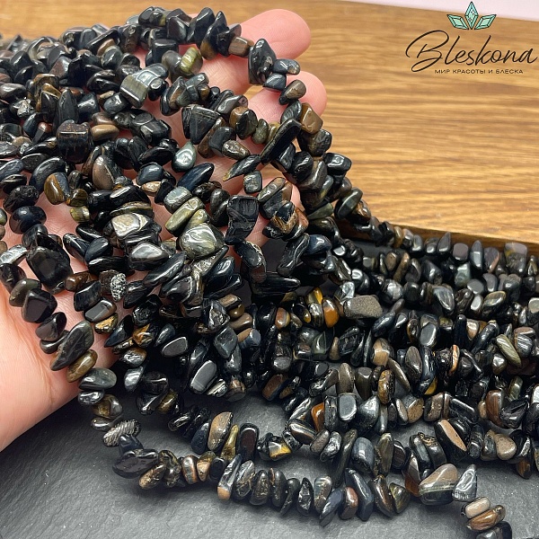 Крошка Соколиный глаз ширина бусин ~5-10 мм