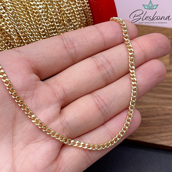 Цепь №85-1 цвет золото 3*3,5 мм Люкс