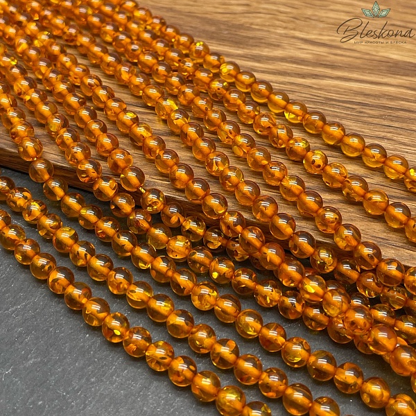 Янтарь шар коричневый 6 мм