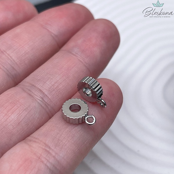 10*2,5 мм Цвет серебро, Бейл резной разъемное кольцо