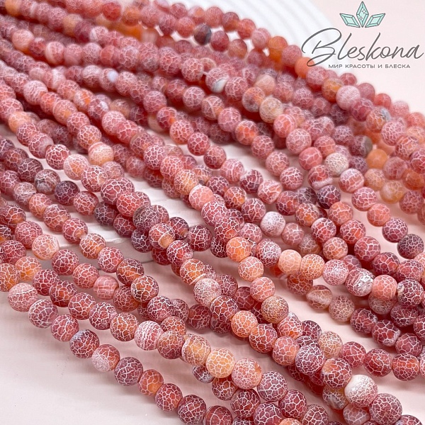 Агат Кракле светло-коричневый матовый 6 мм